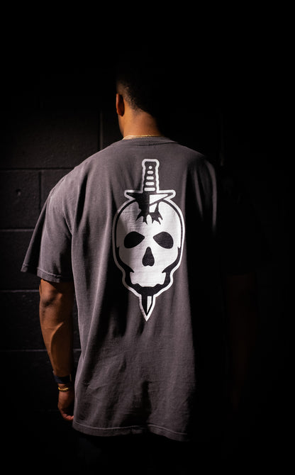 COLLEGIATE SKULL TEE - VINTAGE GRAY